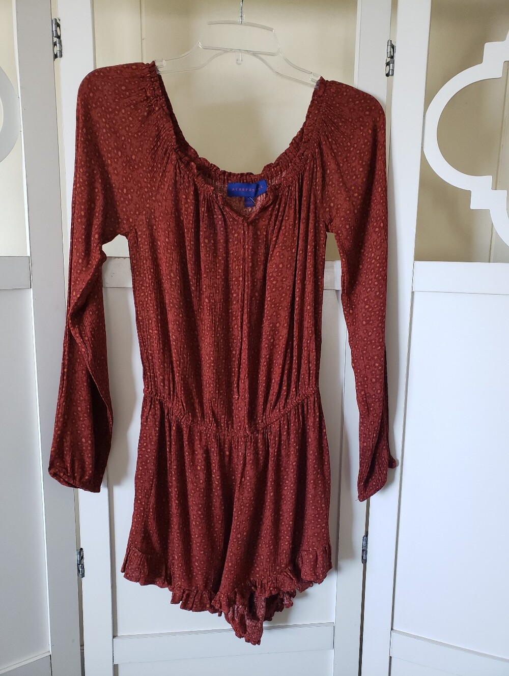 Aeropostale Long Sleeve Off The Shoulder Boho Romper Size Small New With Tags
